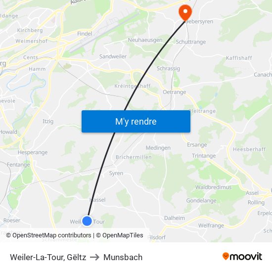 Weiler-La-Tour, Gëltz to Munsbach map