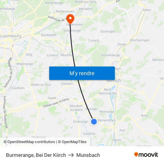 Burmerange, Bei Der Kiirch to Munsbach map