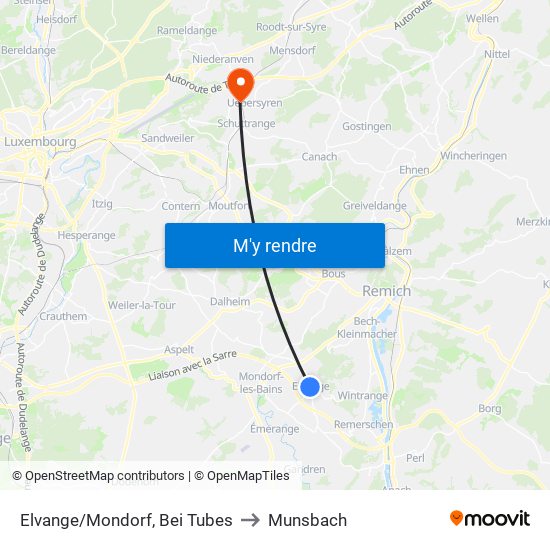 Elvange/Mondorf, Bei Tubes to Munsbach map