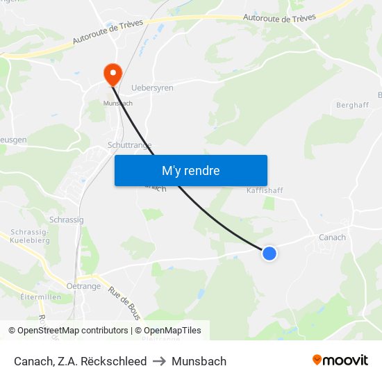 Canach, Z.A. Rëckschleed to Munsbach map