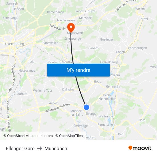 Ellenger Gare to Munsbach map