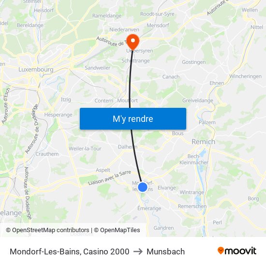 Mondorf-Les-Bains, Casino 2000 to Munsbach map