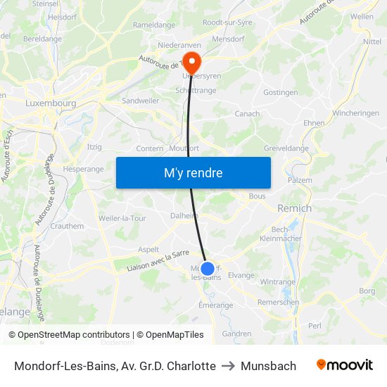 Mondorf-Les-Bains, Av. Gr.D. Charlotte to Munsbach map