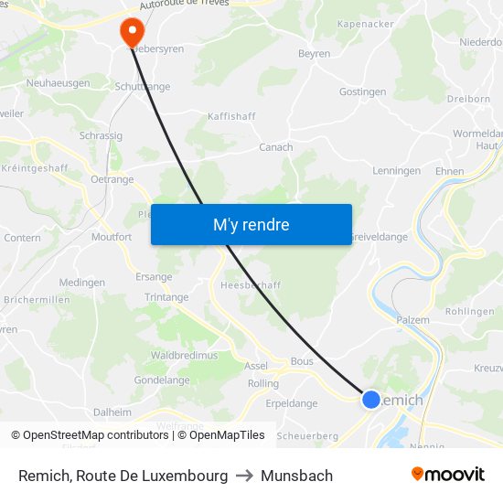 Remich, Route De Luxembourg to Munsbach map