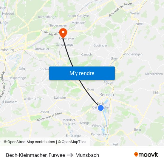 Bech-Kleinmacher, Furwee to Munsbach map