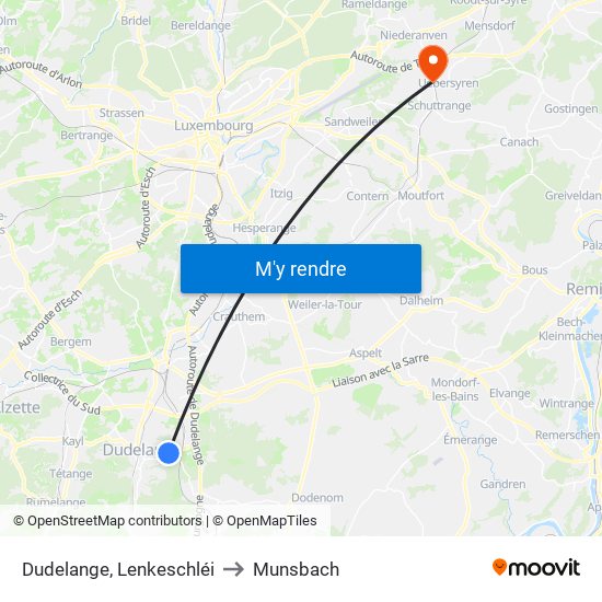 Dudelange, Lenkeschléi to Munsbach map