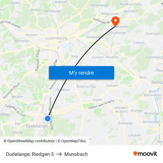 Dudelange, Riedgen 3 to Munsbach map
