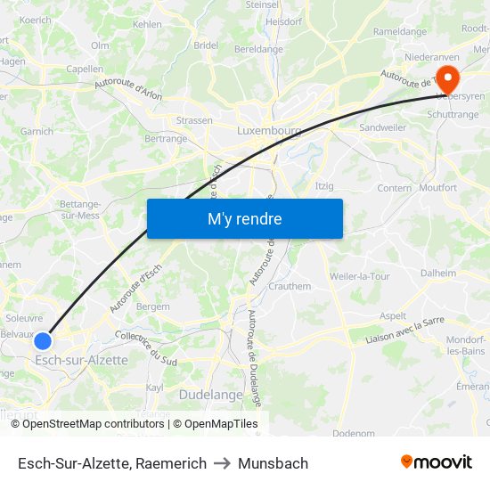 Esch-Sur-Alzette, Raemerich to Munsbach map