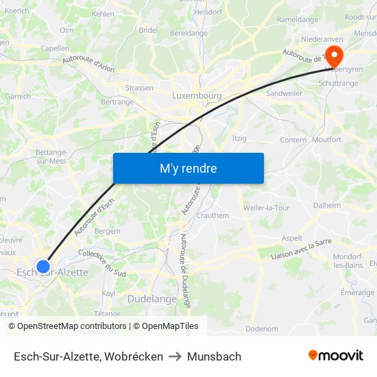 Esch-Sur-Alzette, Wobrécken to Munsbach map