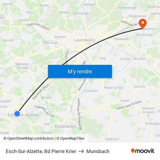 Esch-Sur-Alzette, Bd Pierre Krier to Munsbach map
