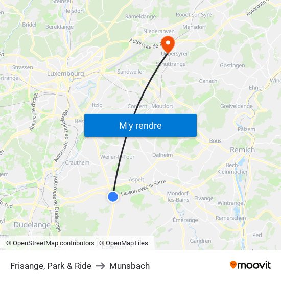 Frisange, Park & Ride to Munsbach map