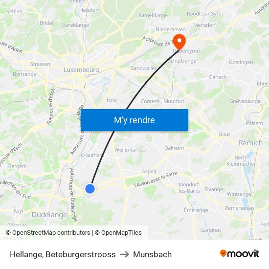 Hellange, Beteburgerstrooss to Munsbach map