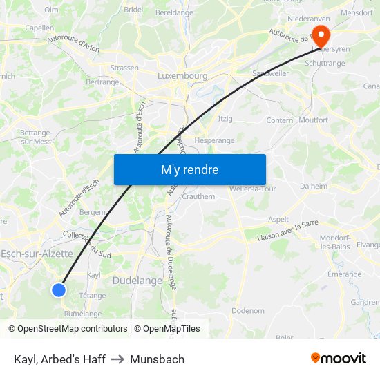 Kayl, Arbed's Haff to Munsbach map