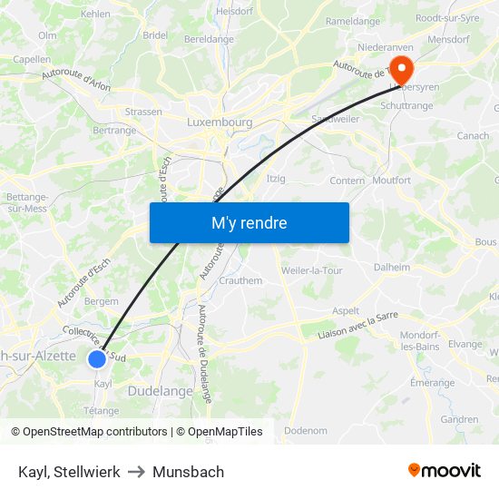 Kayl, Stellwierk to Munsbach map