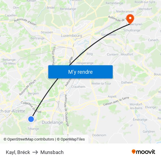 Kayl, Bréck to Munsbach map