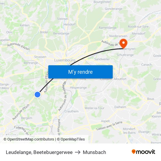 Leudelange, Beetebuergerwee to Munsbach map