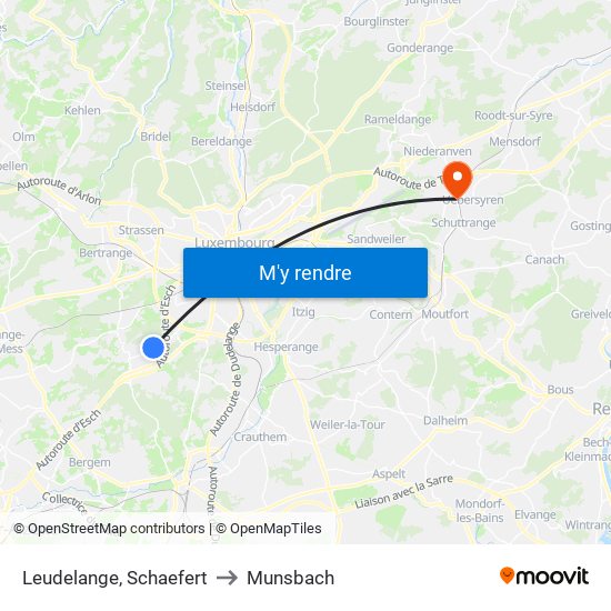 Leudelange, Schaefert to Munsbach map