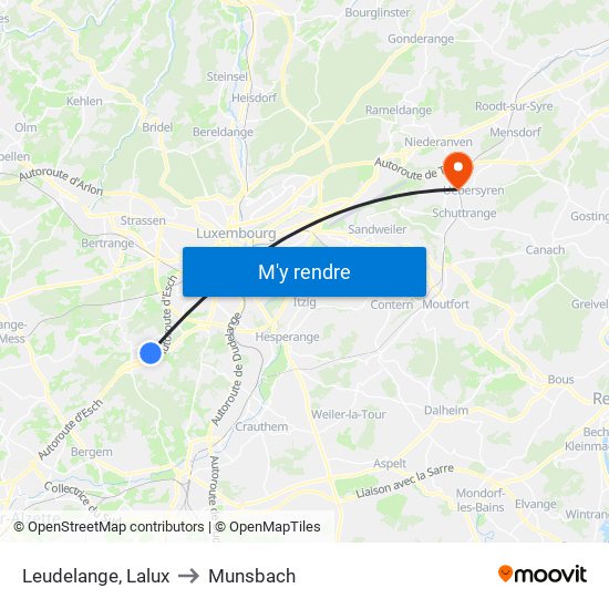 Leudelange, Lalux to Munsbach map