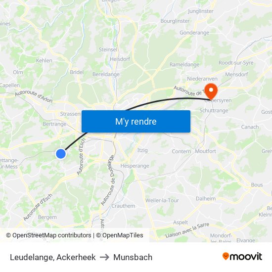 Leudelange, Ackerheek to Munsbach map