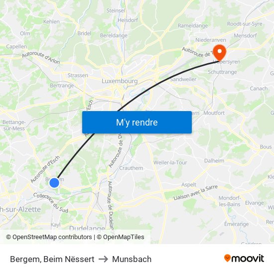 Bergem, Beim Nëssert to Munsbach map