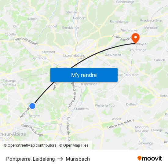 Pontpierre, Leideleng to Munsbach map