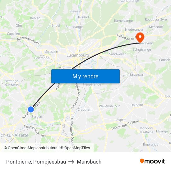 Pontpierre, Pompjeesbau to Munsbach map