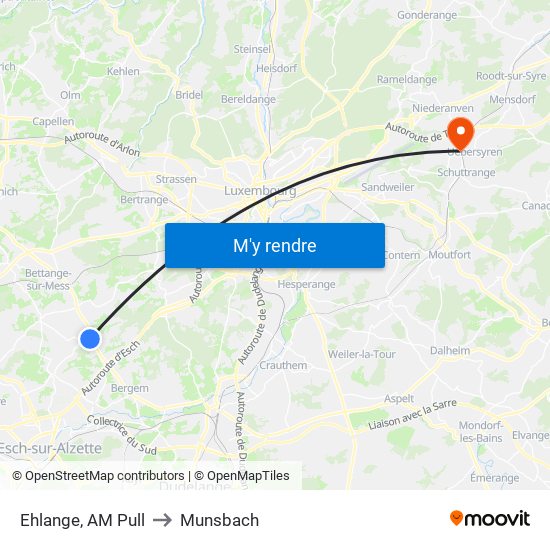 Ehlange, AM Pull to Munsbach map