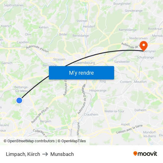 Limpach, Kiirch to Munsbach map