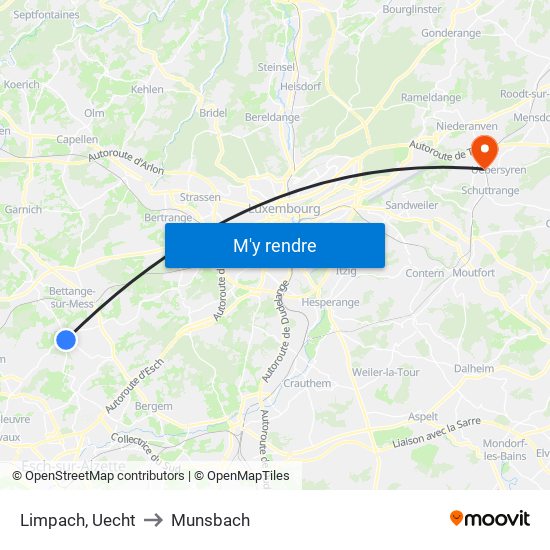 Limpach, Uecht to Munsbach map