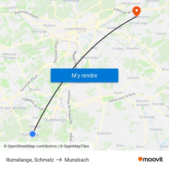Rumelange, Schmelz to Munsbach map
