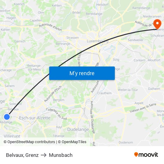 Belvaux, Grenz to Munsbach map