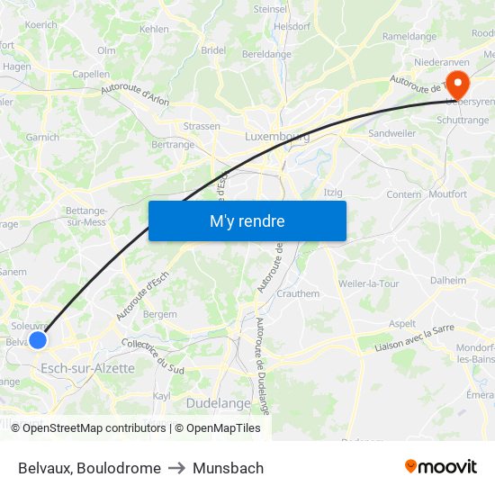 Belvaux, Boulodrome to Munsbach map