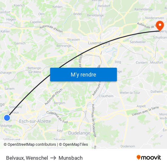 Belvaux, Wenschel to Munsbach map