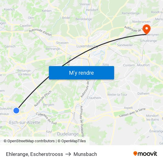 Ehlerange, Escherstrooss to Munsbach map