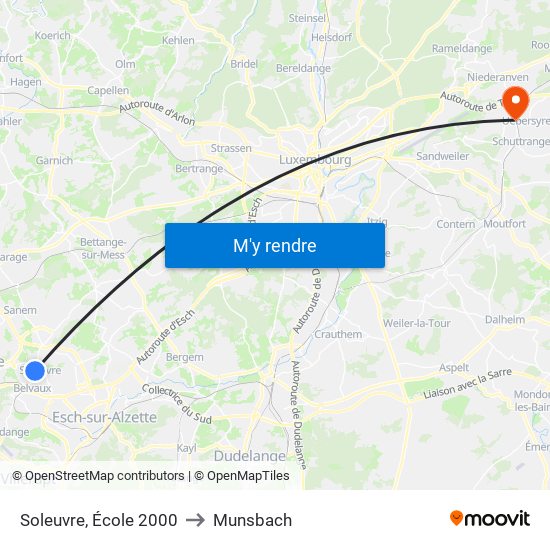 Soleuvre, École 2000 to Munsbach map