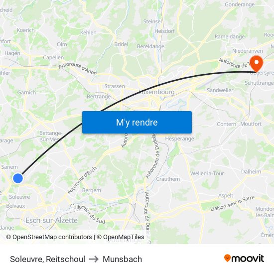 Soleuvre, Reitschoul to Munsbach map