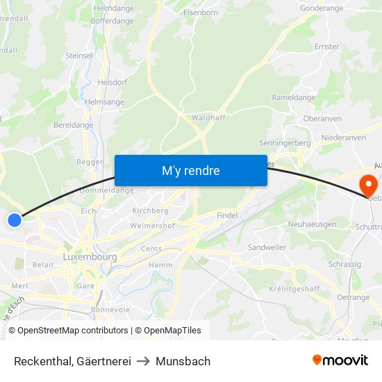 Reckenthal, Gäertnerei to Munsbach map