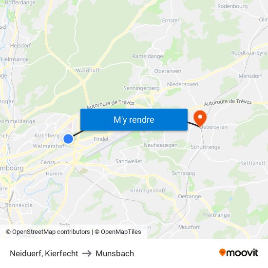 Neiduerf, Kierfecht to Munsbach map