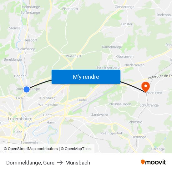 Dommeldange, Gare to Munsbach map