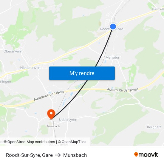 Roodt-Sur-Syre, Gare to Munsbach map