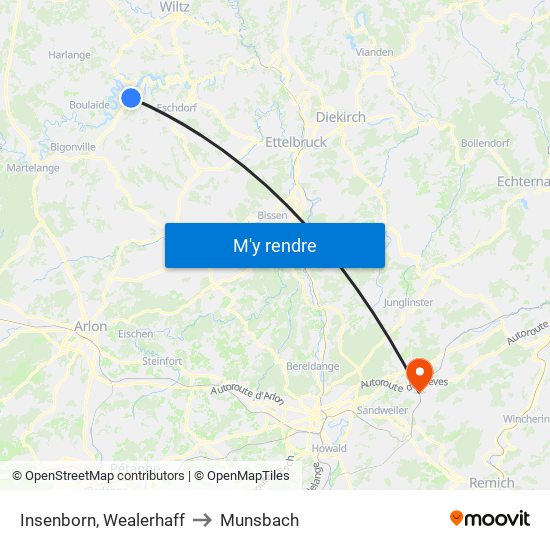 Insenborn, Wealerhaff to Munsbach map