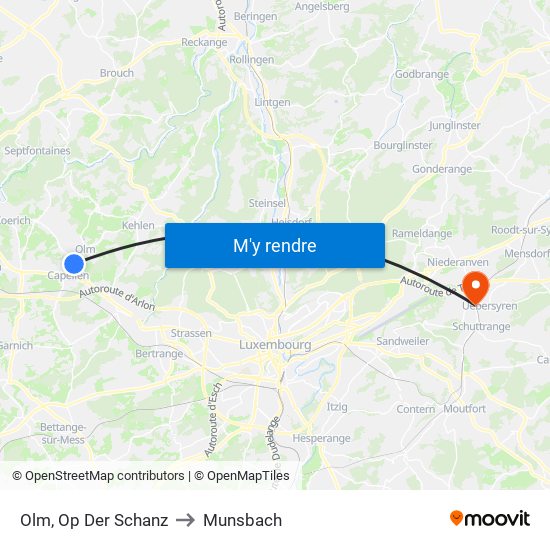 Olm, Op Der Schanz to Munsbach map