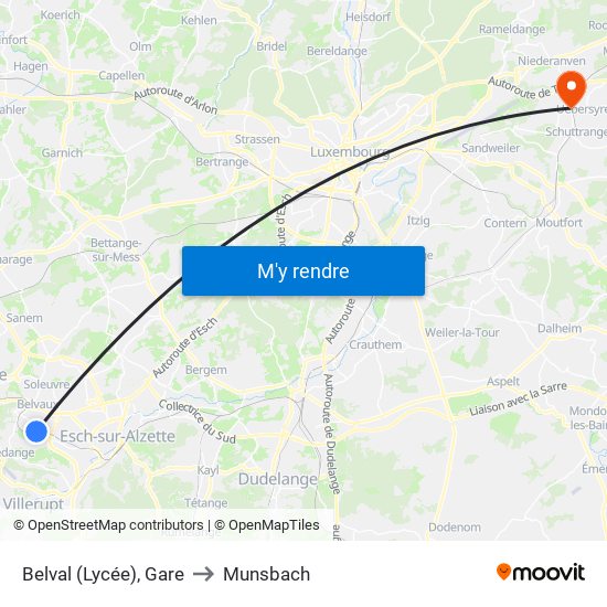 Belval (Lycée), Gare to Munsbach map