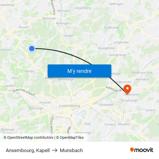 Ansembourg, Kapell to Munsbach map