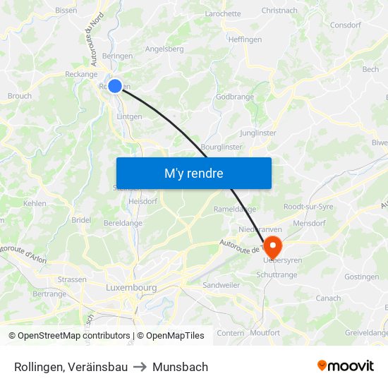 Rollingen, Veräinsbau to Munsbach map