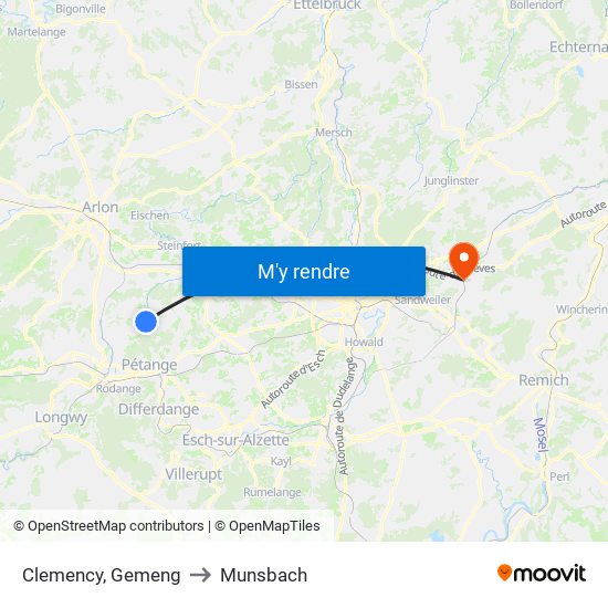 Clemency, Gemeng to Munsbach map