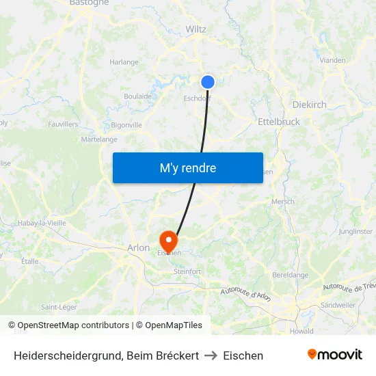 Heiderscheidergrund, Beim Bréckert to Eischen map