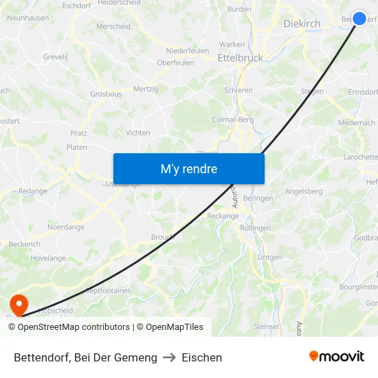 Bettendorf, Bei Der Gemeng to Eischen map