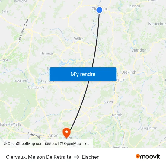 Clervaux, Maison De Retraite to Eischen map