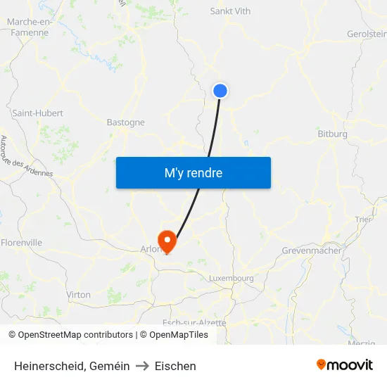 Heinerscheid, Geméin to Eischen map